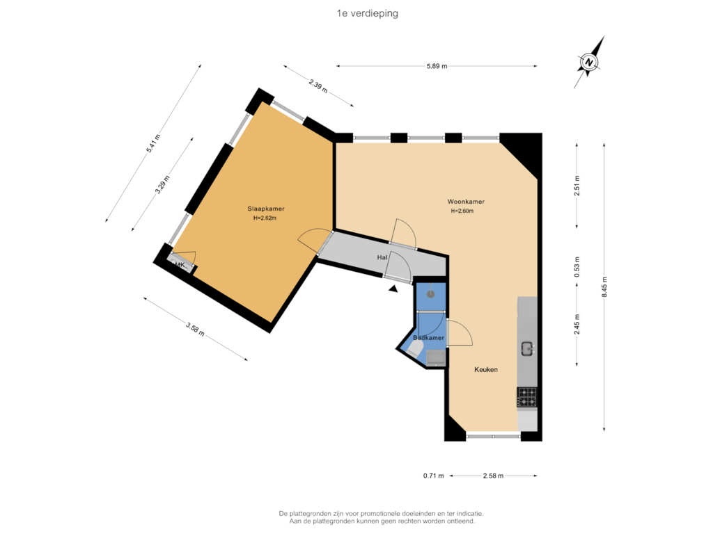 View floorplan of 1e verdieping of Crynssenstraat 80-1