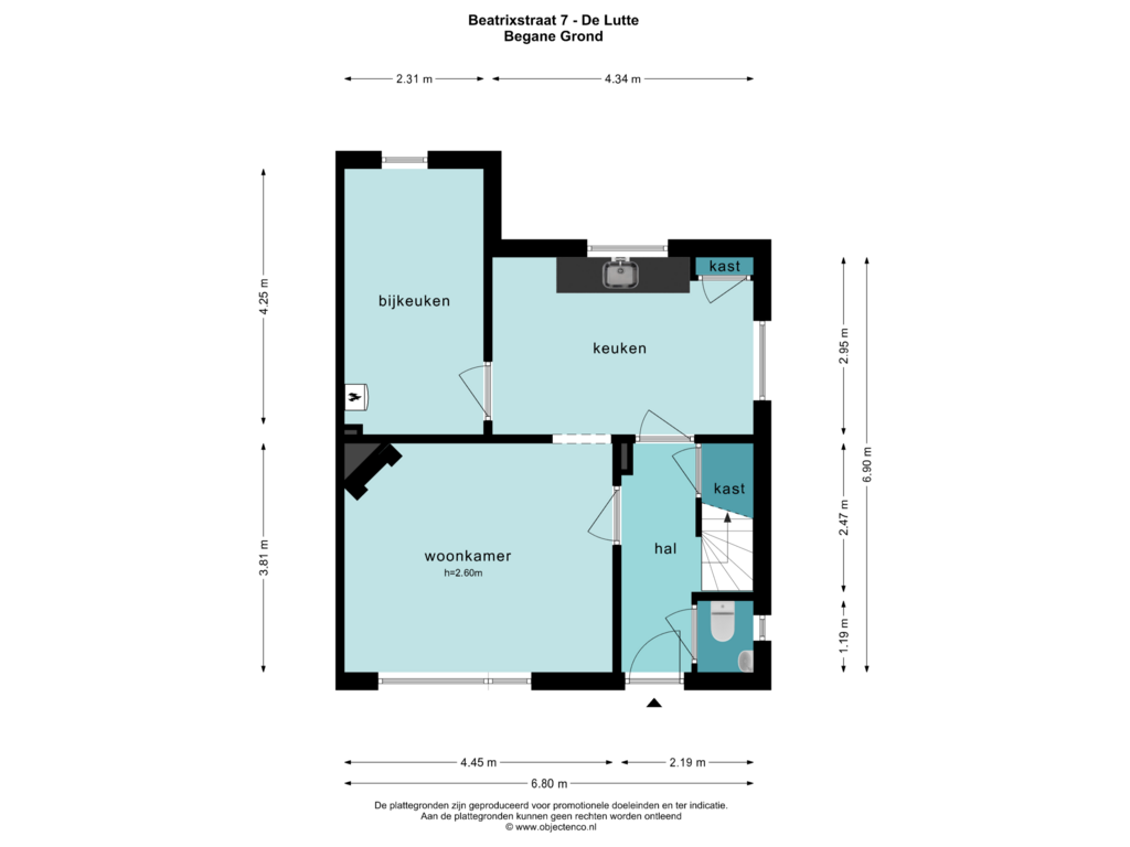 View floorplan of BEGANE GROND of Beatrixstraat 7