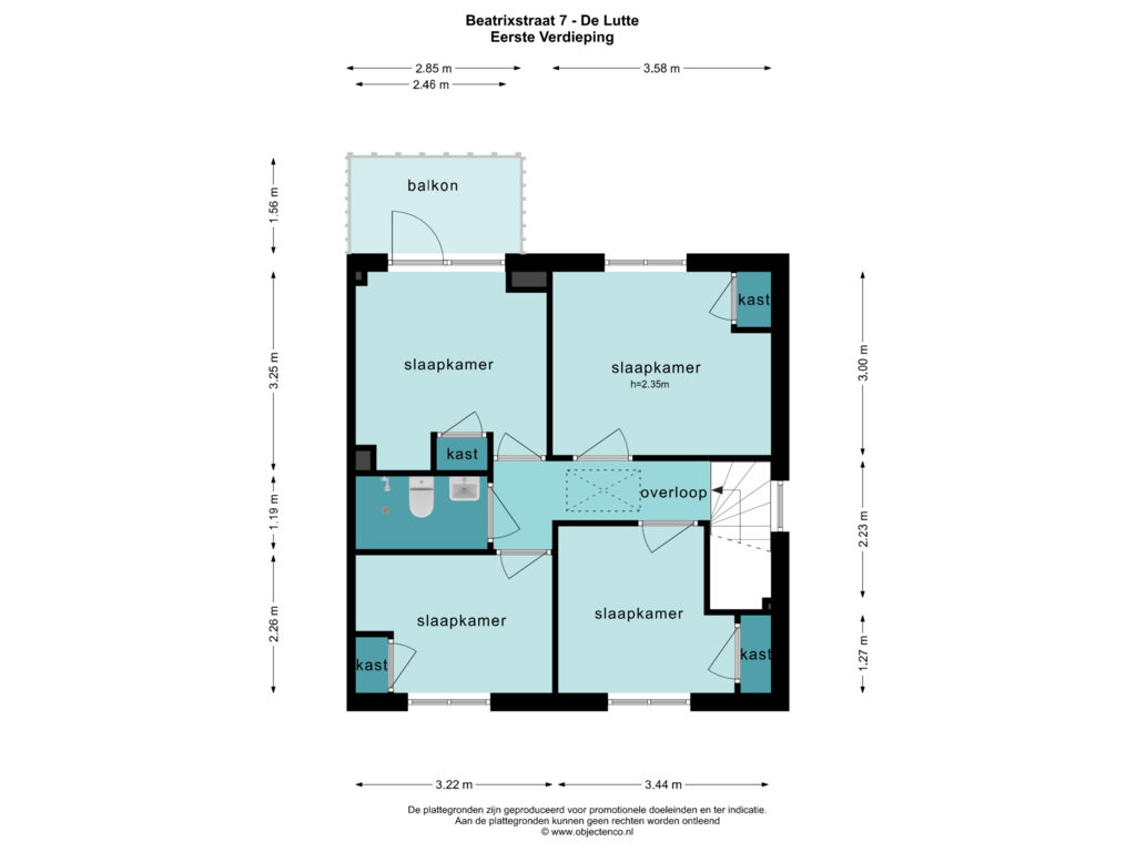 View floorplan of EERSTE VERDIEPING of Beatrixstraat 7