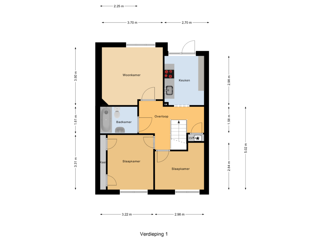 Bekijk plattegrond van Verdieping 1 van Van Dishoeckstraat 67-A