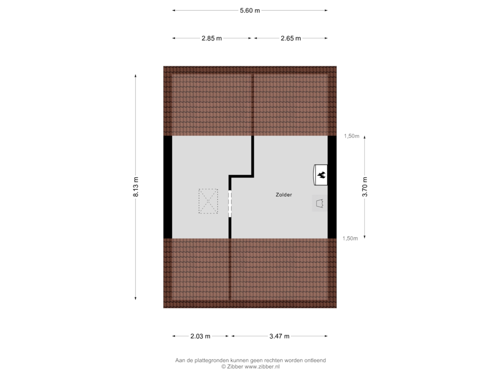 View floorplan of Zolder of Gruytersstraat 9