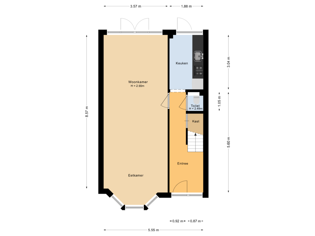 Bekijk plattegrond van Begane grond van Buitenrustlaan 10