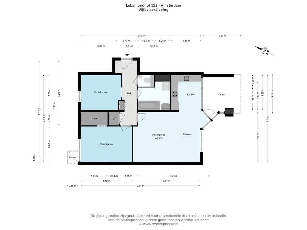 Bekijk plattegrond van Vijfde verdieping van Leksmondhof 322