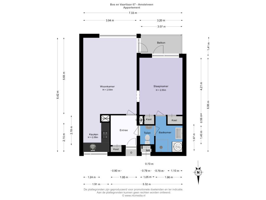 View floorplan of Appartement of Bos en Vaartlaan 67