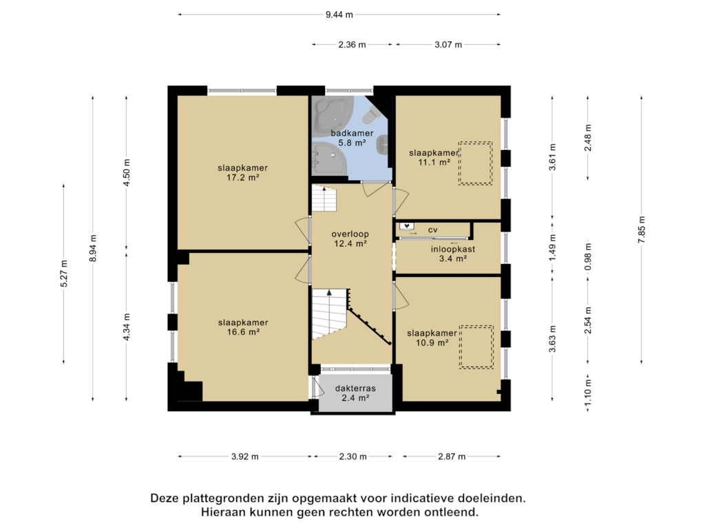 View floorplan of 1e verdieping of Kerkweg 70