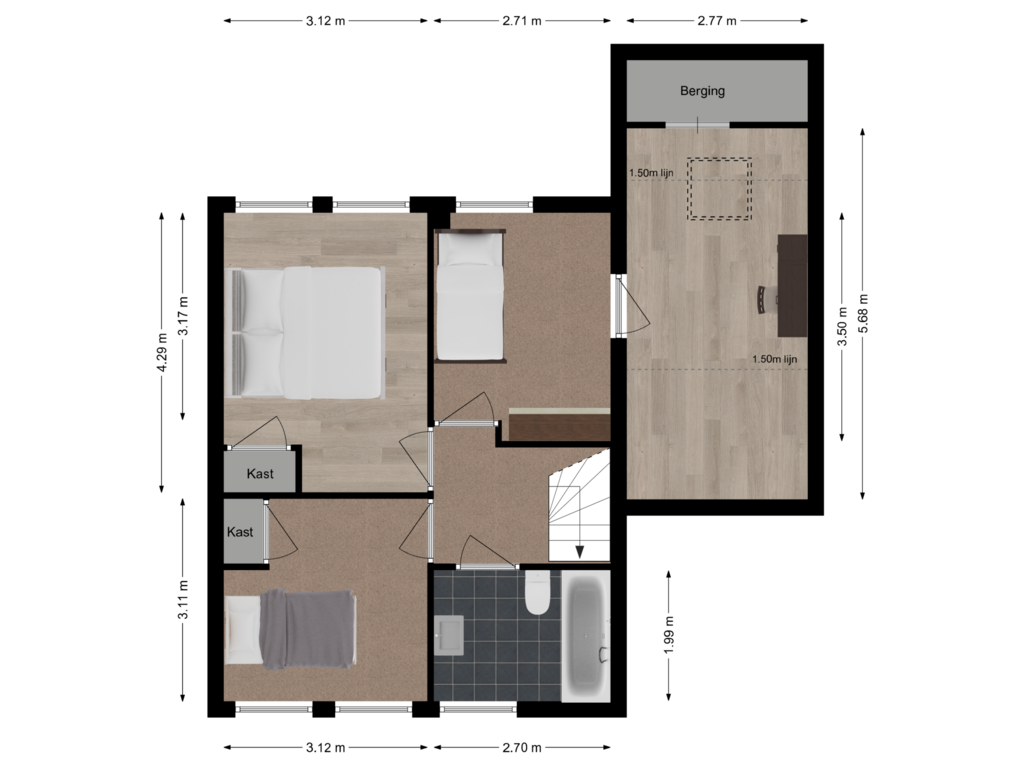 View floorplan of Eerste verdieping of De Raadtweg 35