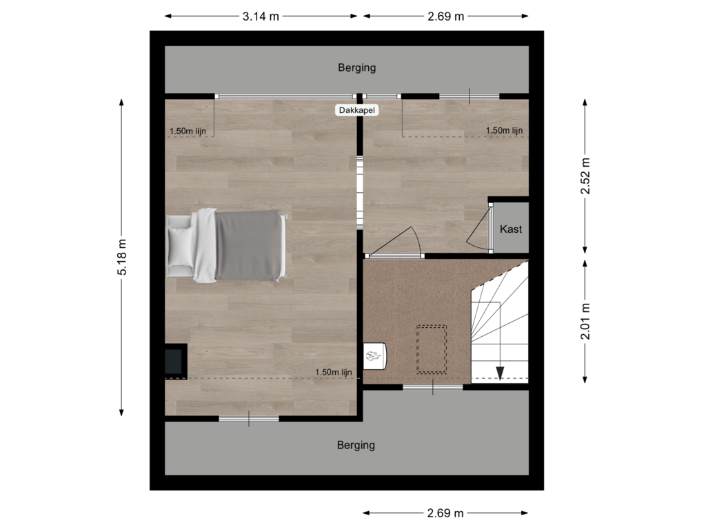 View floorplan of Tweede verdieping of De Raadtweg 35