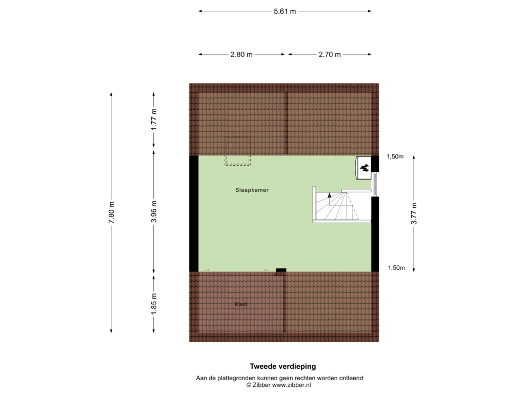 View floorplan of Tweede verdieping of Zwaluwstraat 96