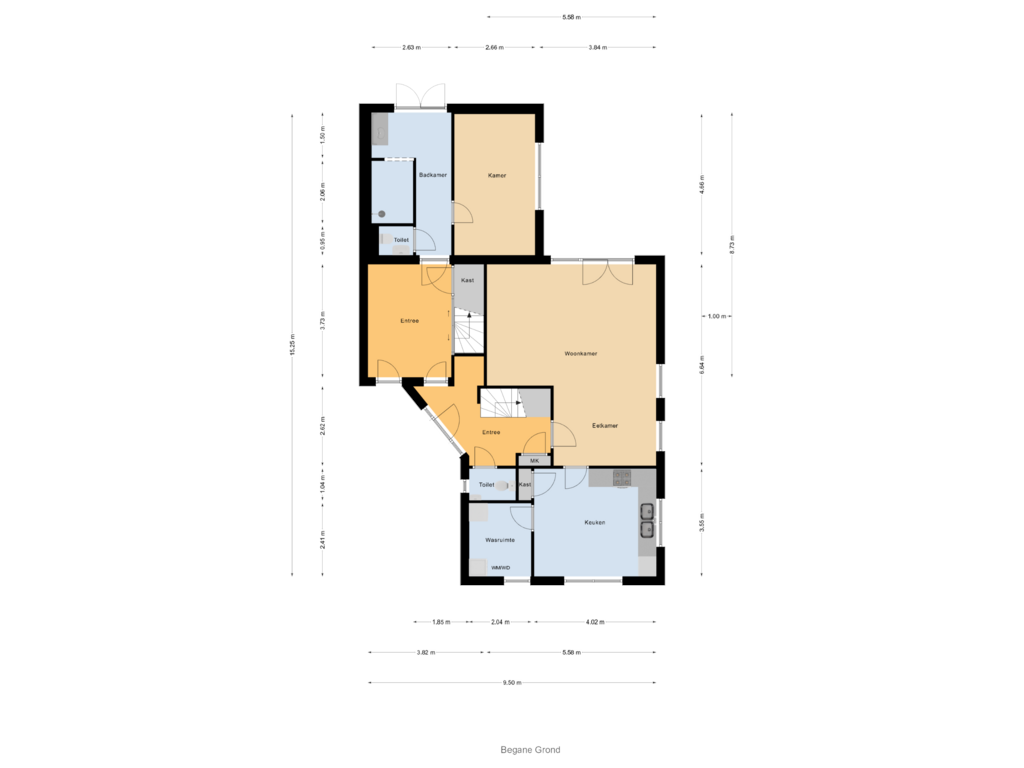 Bekijk plattegrond van Begane Grond van Berkenlaan 2-A