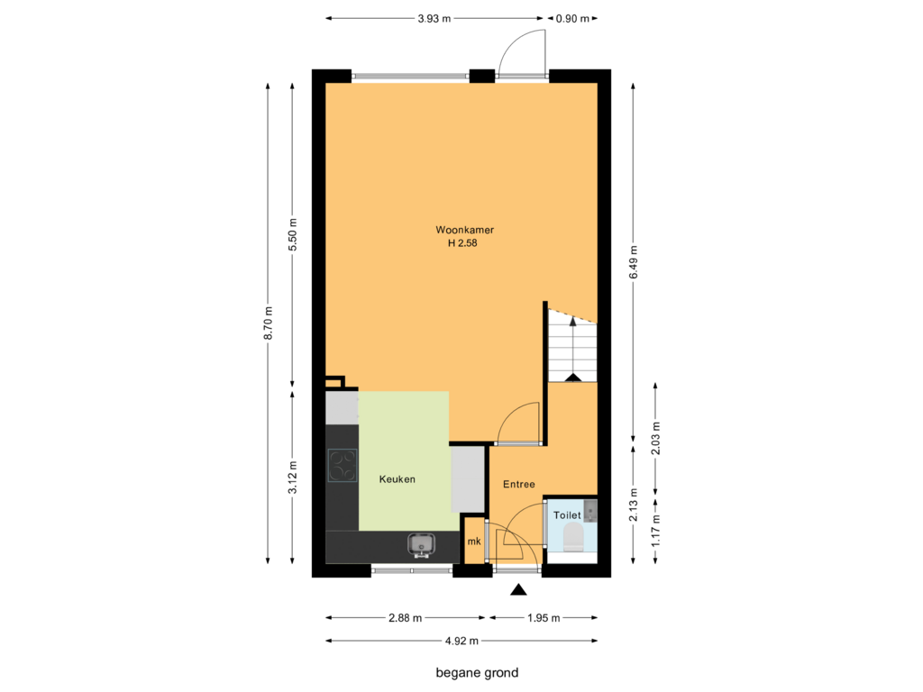 View floorplan of begane grond of Dr. J. Presserstraat 255