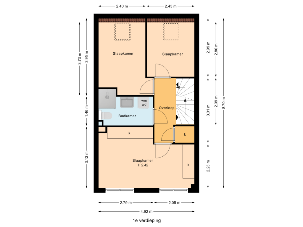 View floorplan of 1e verdieping of Dr. J. Presserstraat 255