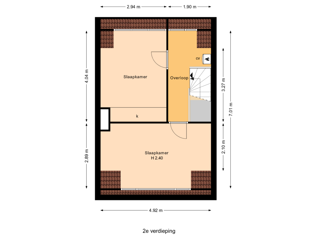 View floorplan of 2e verdieping of Dr. J. Presserstraat 255