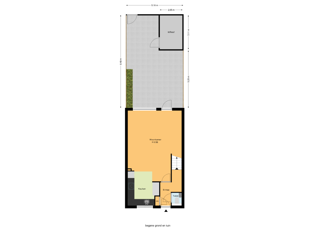 View floorplan of begane grond en tuin of Dr. J. Presserstraat 255