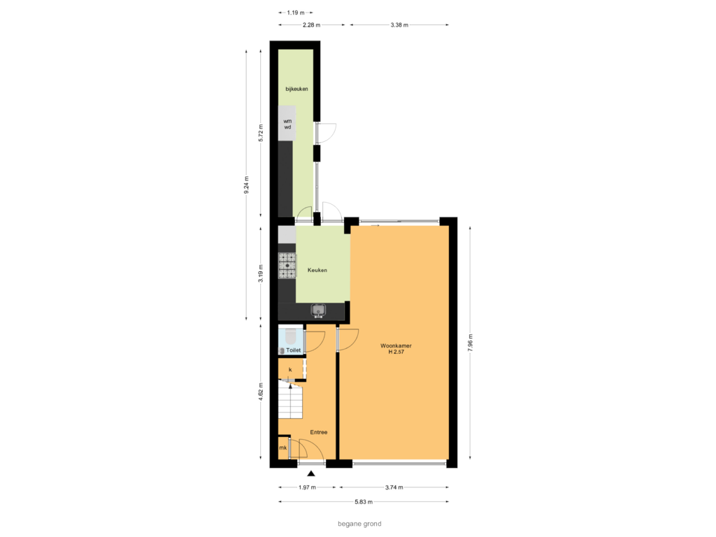 View floorplan of begane grond of Sir Winston Churchillln 426