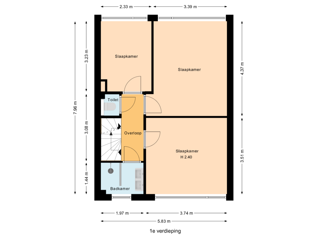 View floorplan of 1e verdieping of Sir Winston Churchillln 426