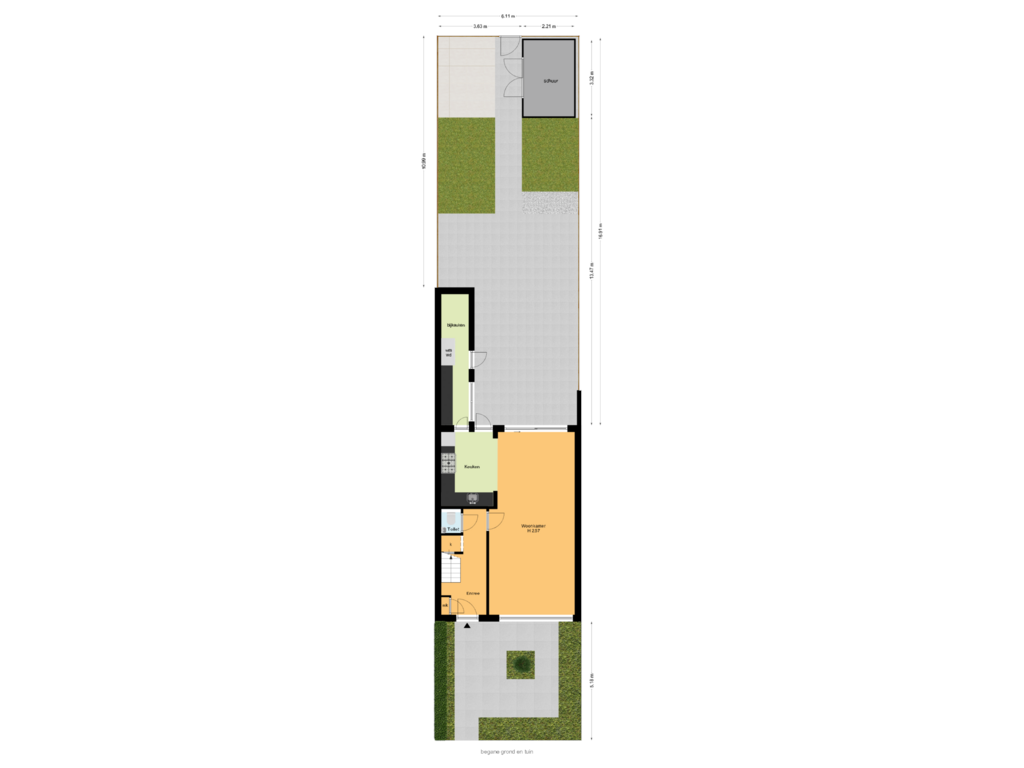 View floorplan of begane grond en tuin of Sir Winston Churchillln 426