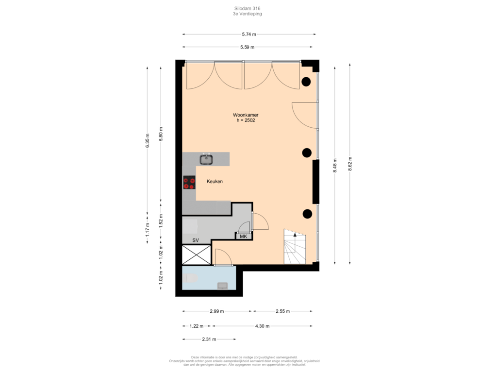 View floorplan of 3e Verdieping of Silodam 316