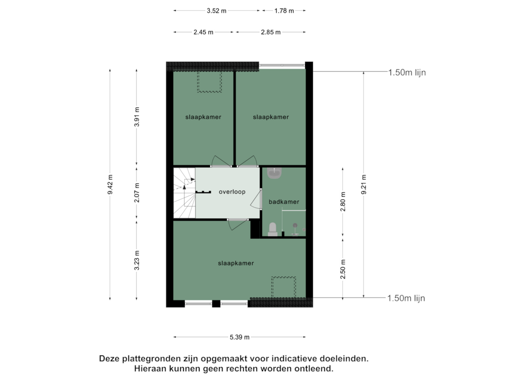 View floorplan of 1e verdieping of Slotermeer 23