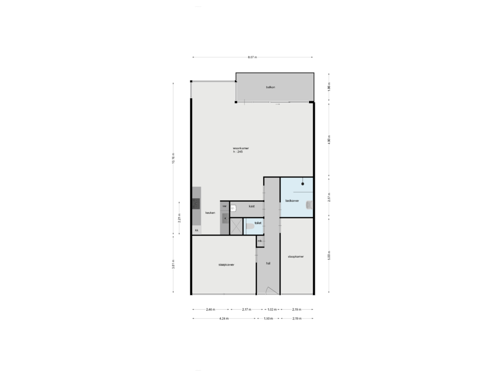 View floorplan of 2e verdieping of Thorbeckeplein 6-D