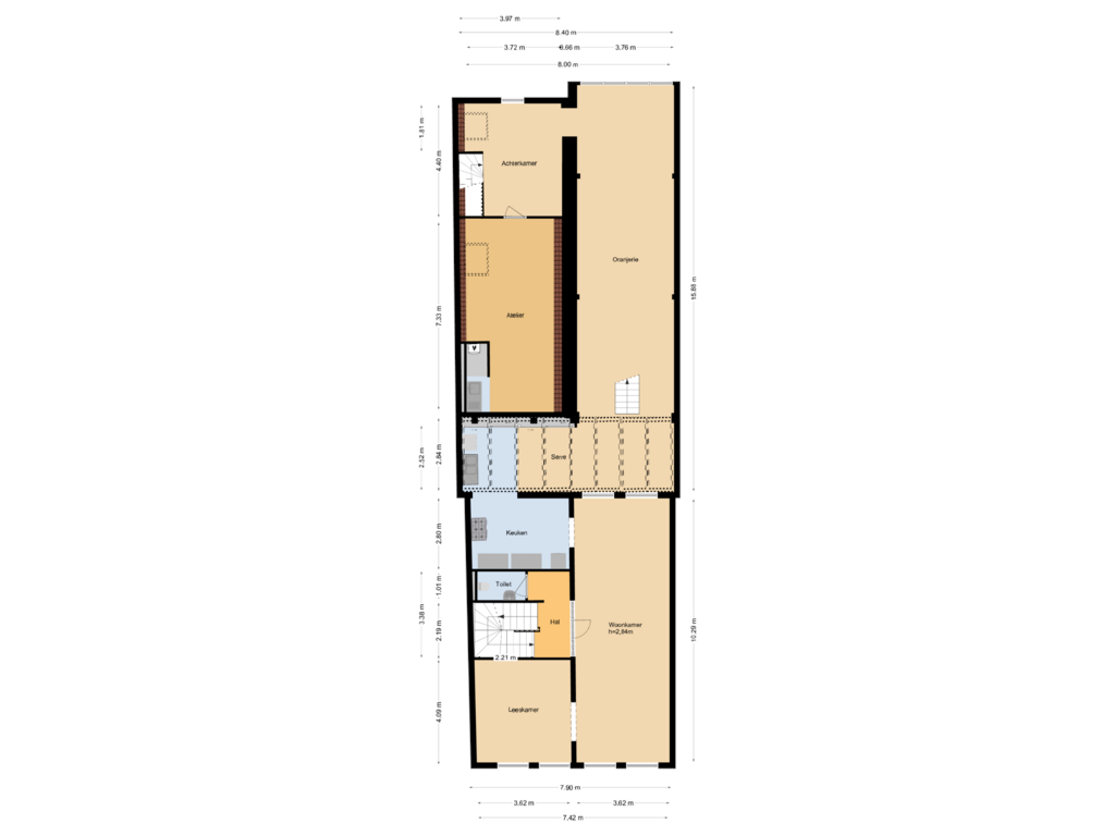 View floorplan of 1e verdieping of Hoge Gouwe 115