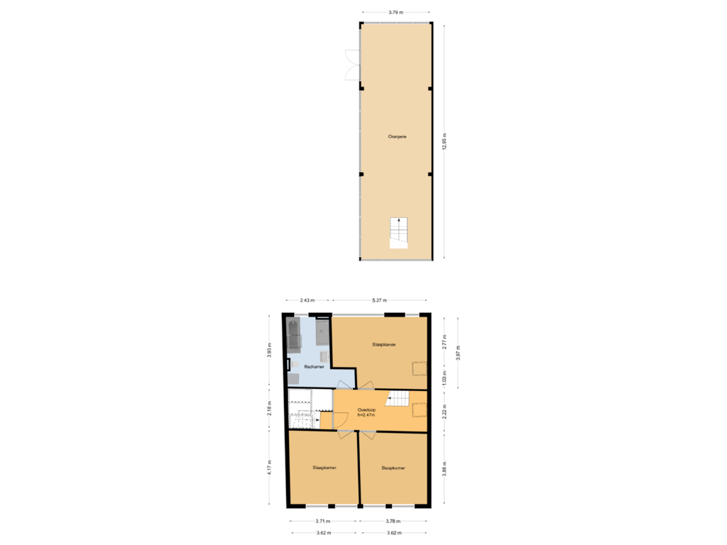 View floorplan of 2e verdieping of Hoge Gouwe 115