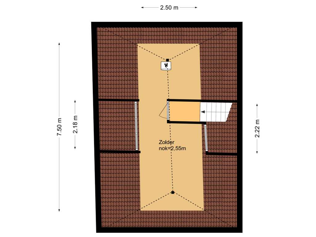 View floorplan of Zolder of Hoge Gouwe 115