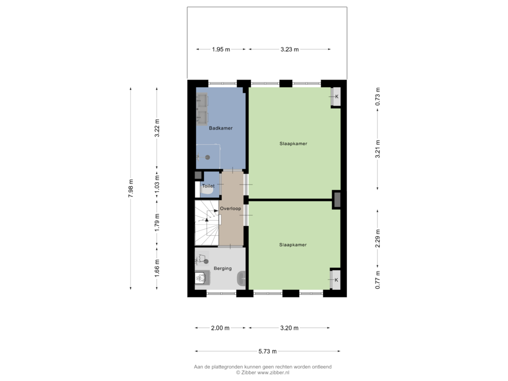 View floorplan of Eerste verdieping of Burgemeester Schoonheijtstraat 28