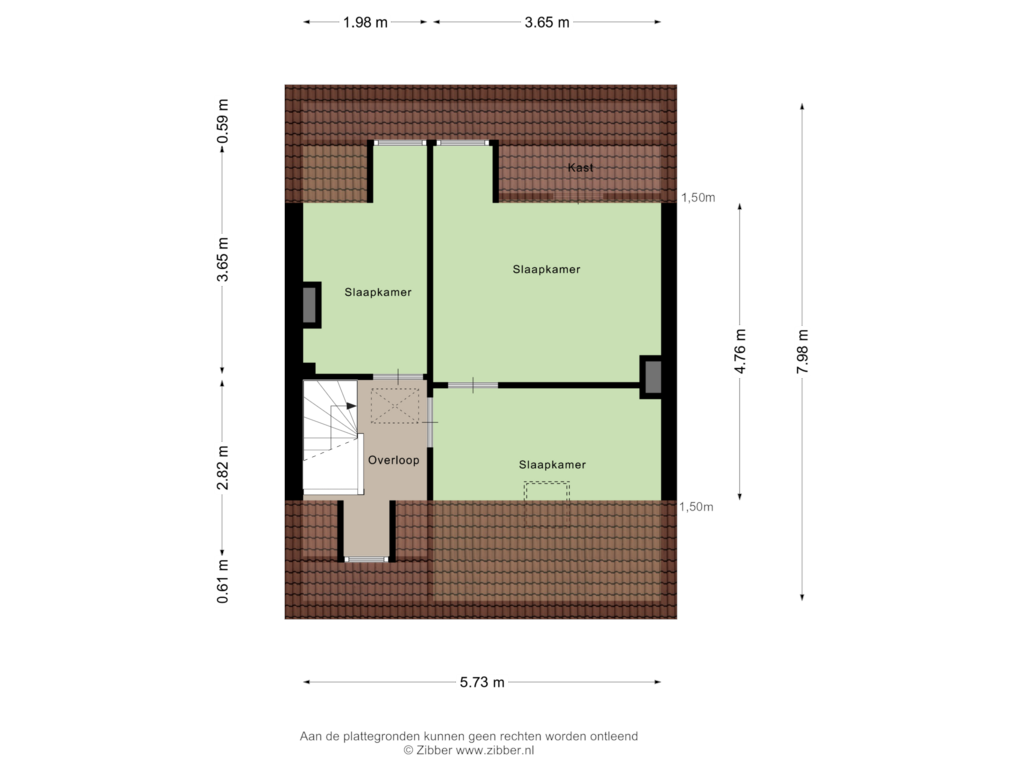 View floorplan of Tweede verdieping of Burgemeester Schoonheijtstraat 28