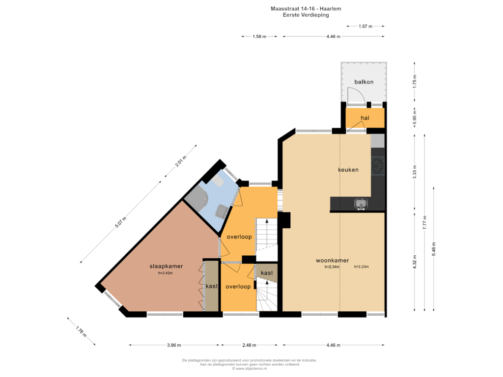 View floorplan of Eerste Verdieping of Maasstraat 16