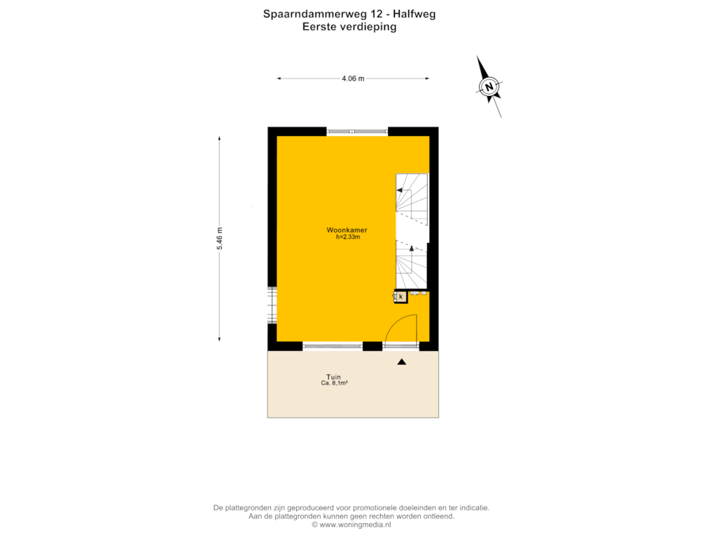 Bekijk plattegrond van Eerste verdieping van Spaarndammerweg 12