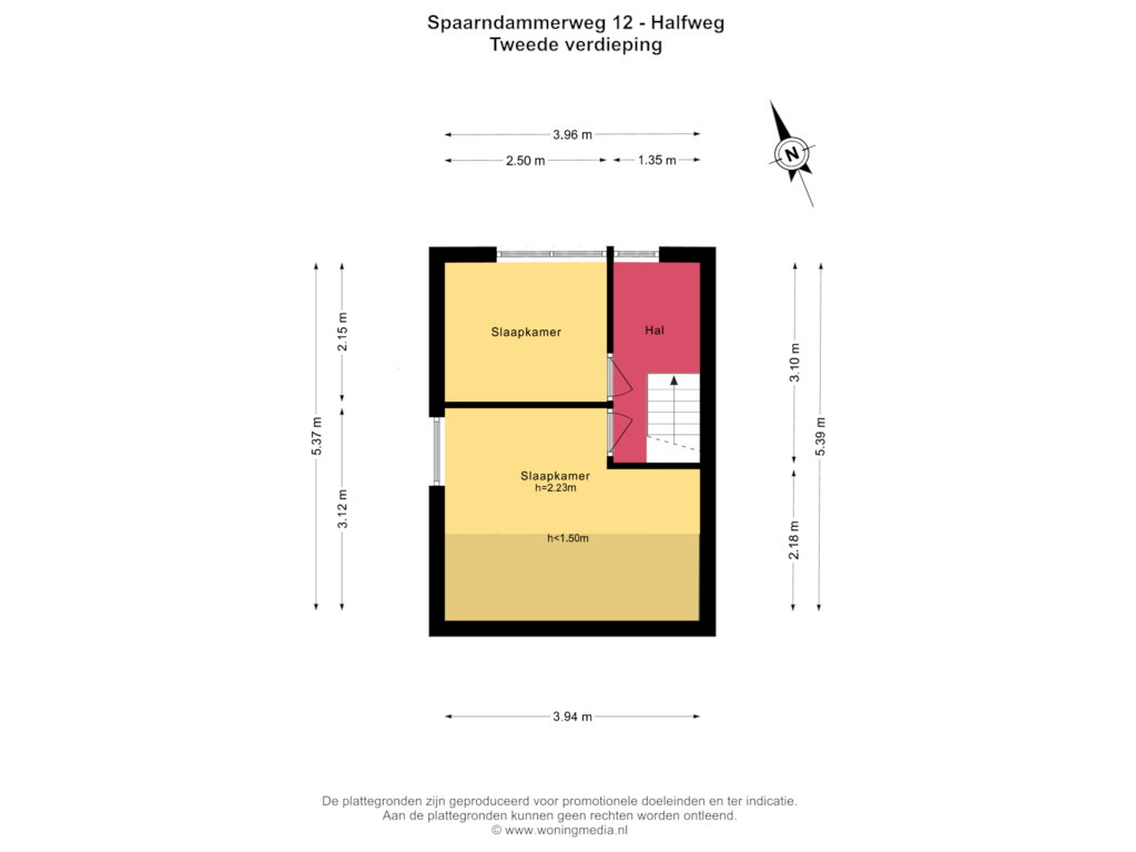 Bekijk plattegrond van Tweede verdieping van Spaarndammerweg 12