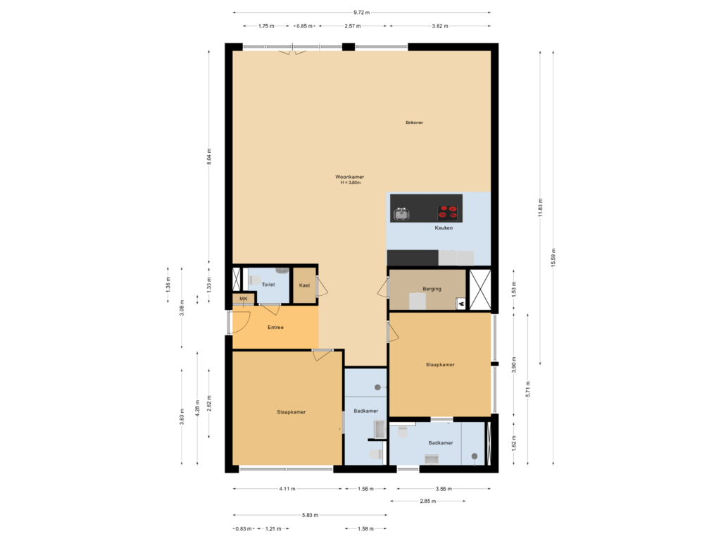 Bekijk plattegrond van Begane grond van Maalderijstraat 8