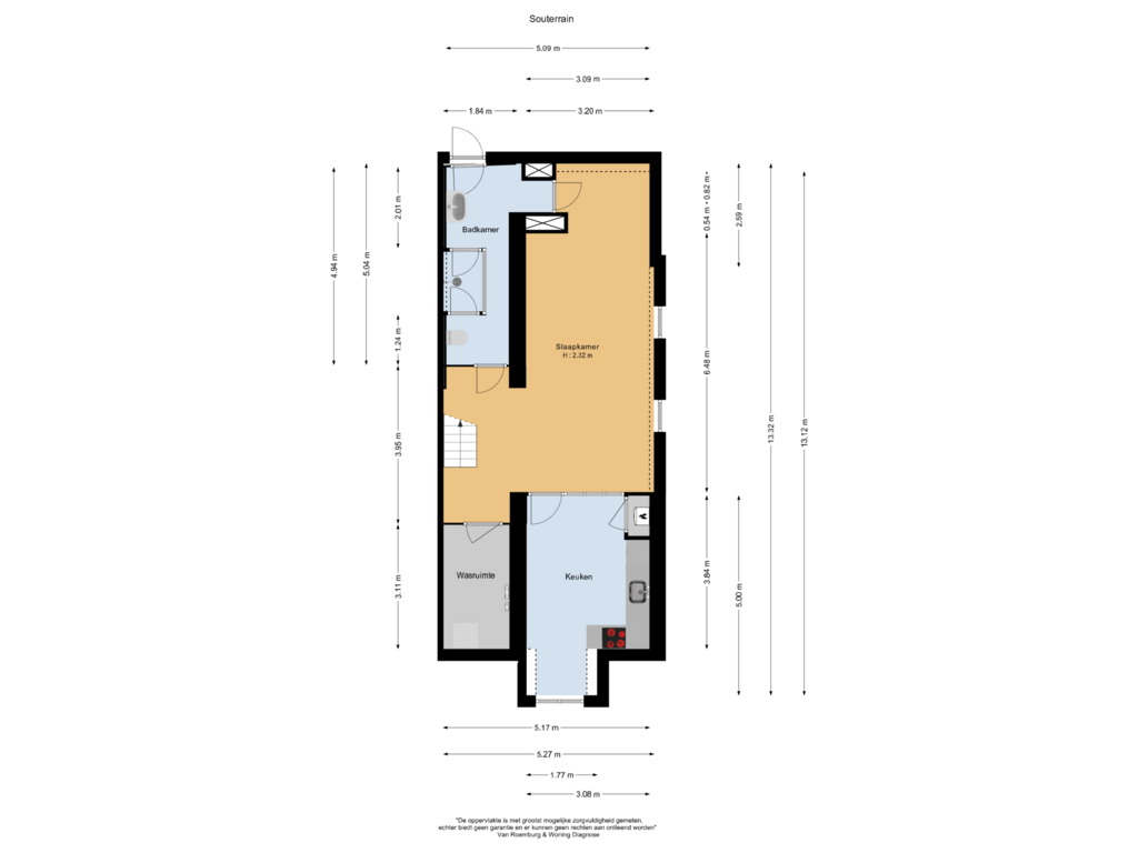 Bekijk plattegrond van Souterrain van Emmastraat 8-H