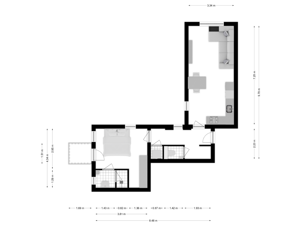 View floorplan of Tweede verdieping of Groenburgwal 24-B