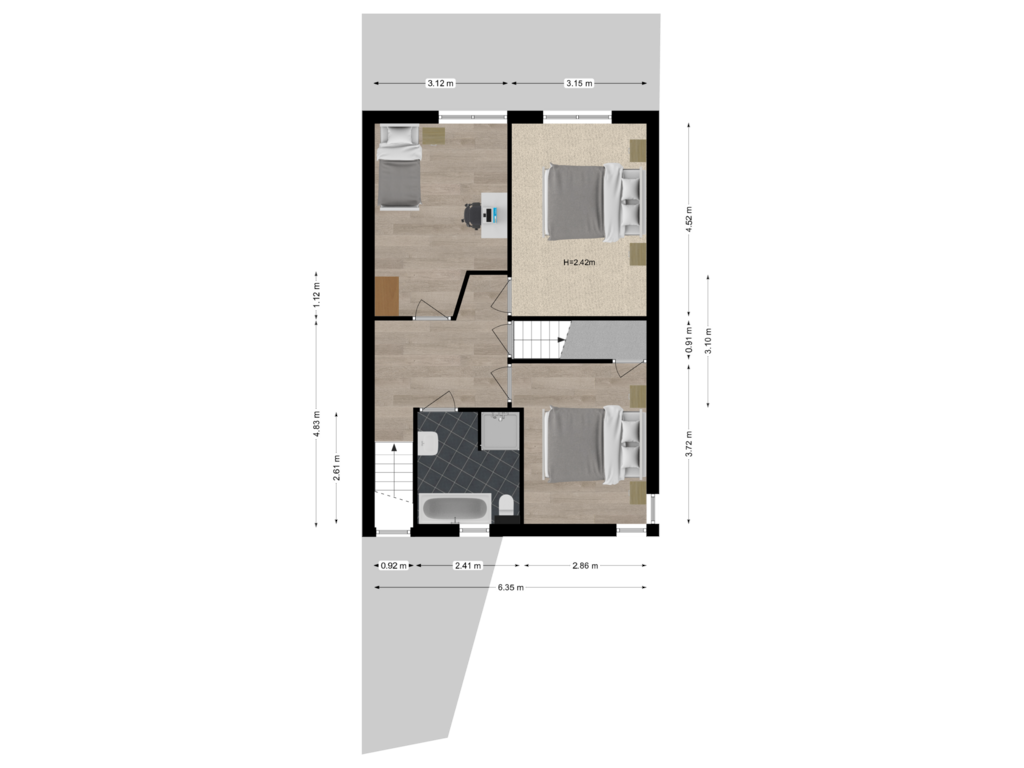 Bekijk plattegrond van Eerste Verdieping van Berenkuil 26