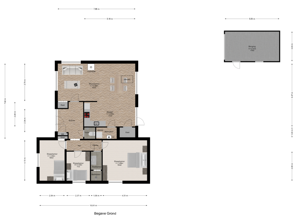 View floorplan of Begane Grond of Englaan 68