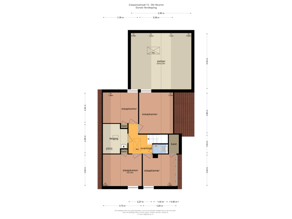 Bekijk plattegrond van EERSTE VERDIEPING van Caspersstraat 13