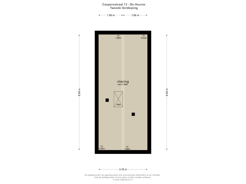 Bekijk plattegrond van TWEEDE VERDIEPING van Caspersstraat 13