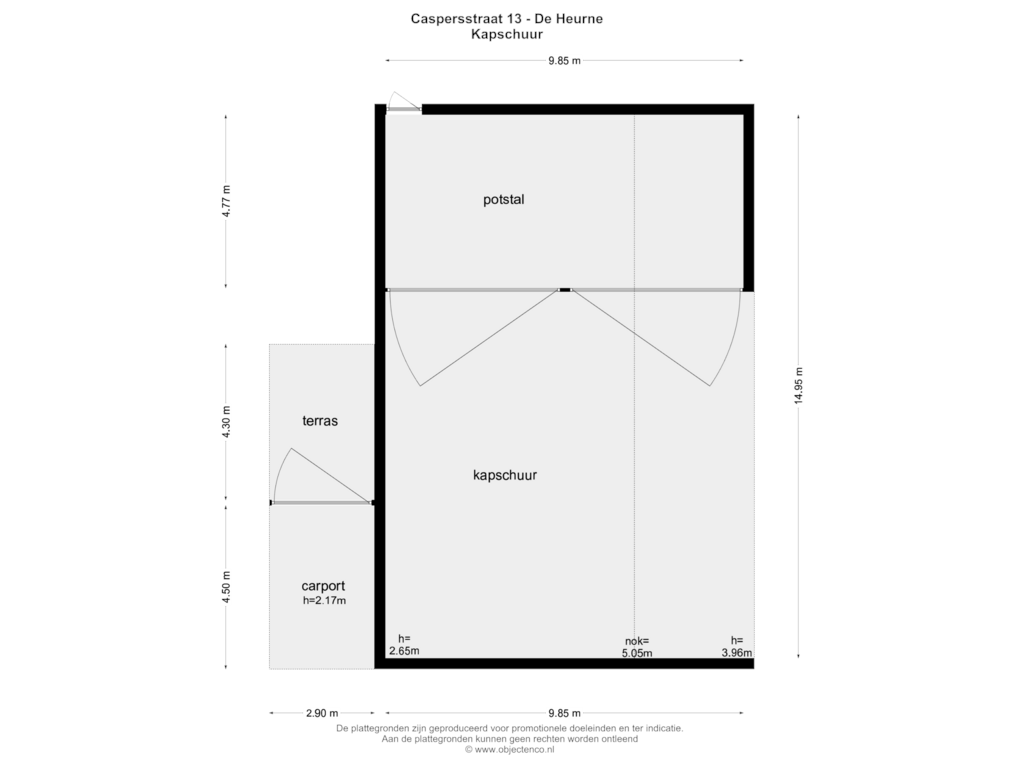 Bekijk plattegrond van KAPSCHUUR van Caspersstraat 13