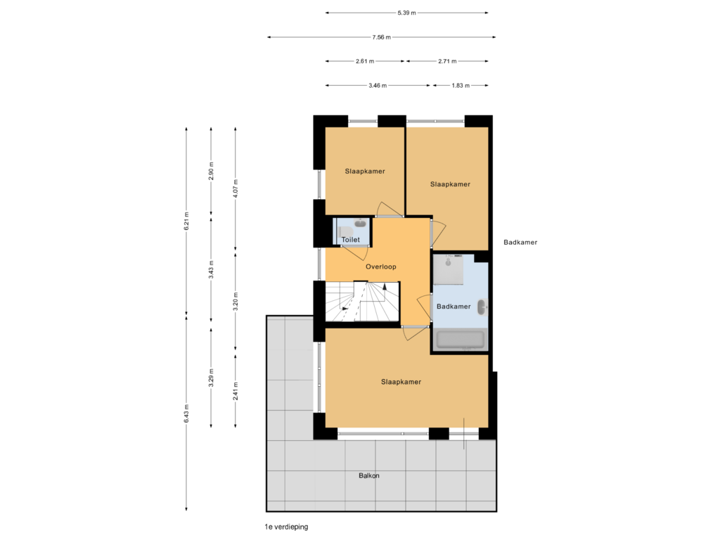 View floorplan of 1e verdieping of Hoge Licht 3