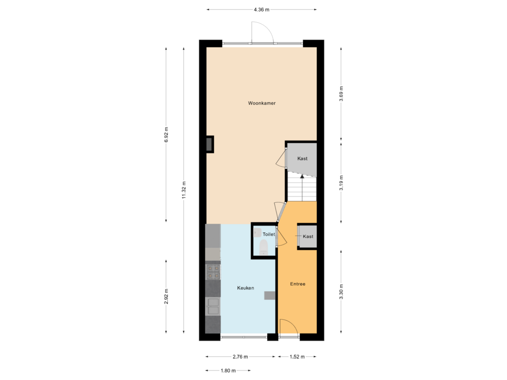 Bekijk plattegrond van Begane grond van Volmarijnstraat 13