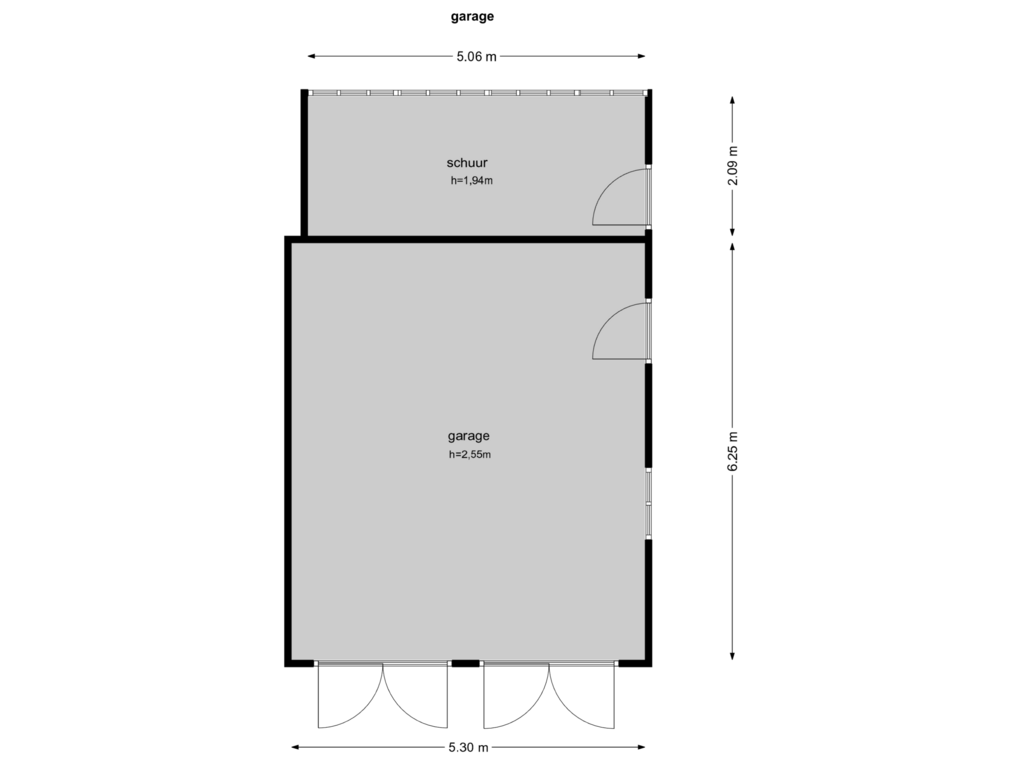 View floorplan of garage of Rossinilaan 8