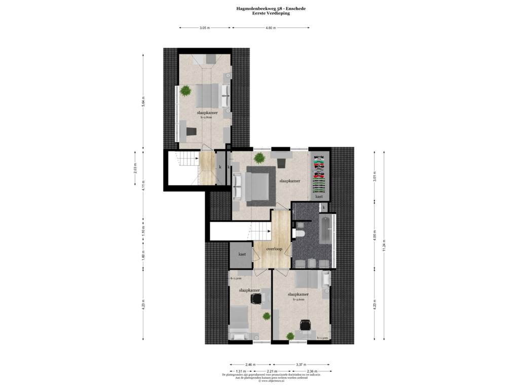 View floorplan of Eerste Verdieping of Hagmolenbeekweg 58