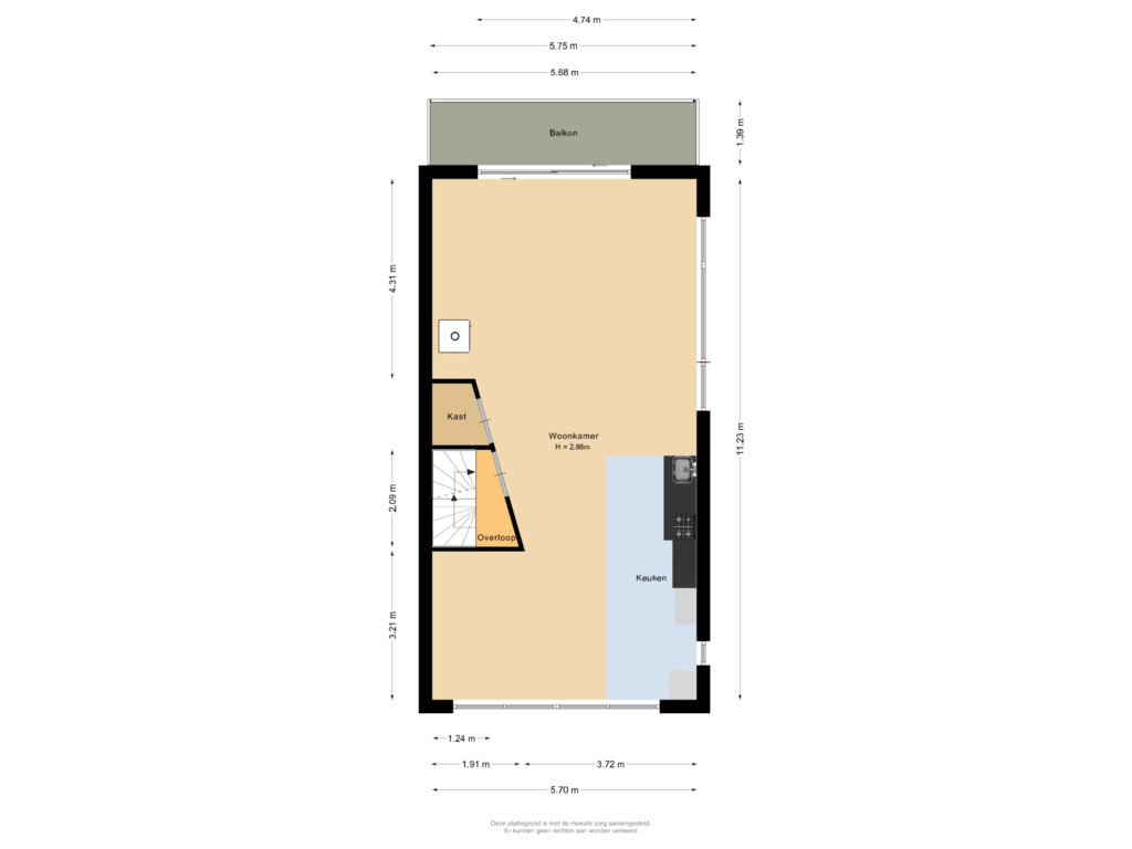 Bekijk plattegrond van Tweede verdieping van Eendrachtsstraat 33