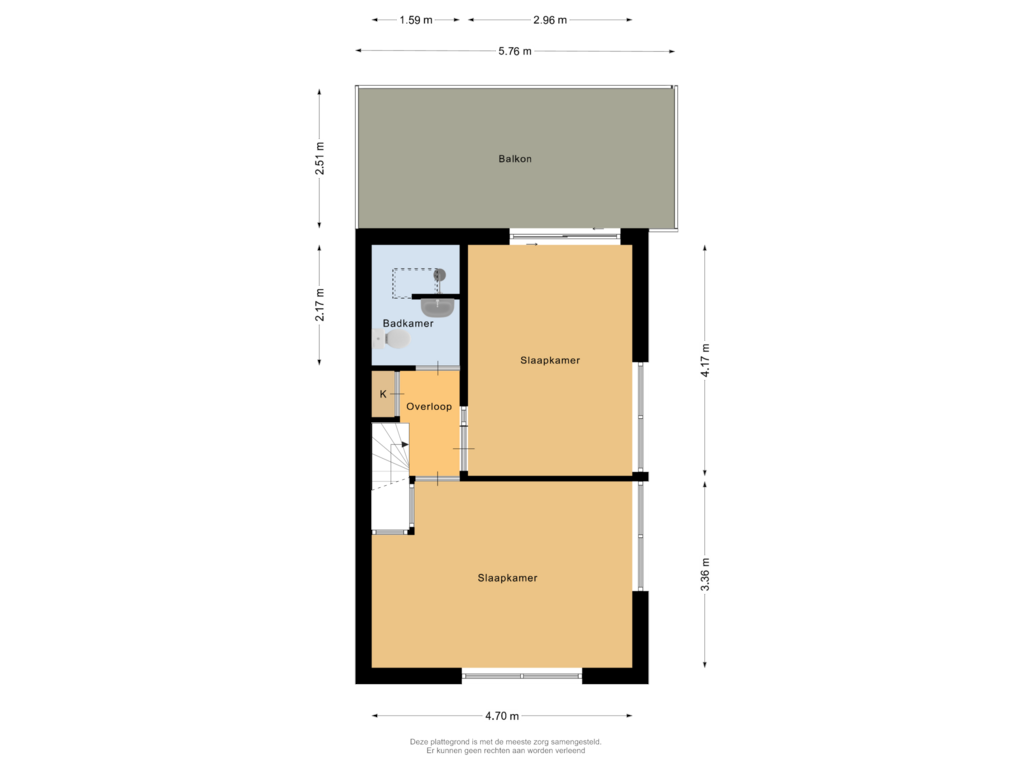 Bekijk plattegrond van Derde verdieping van Eendrachtsstraat 33