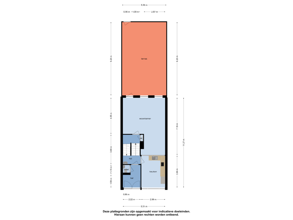 View floorplan of Begane grond of Hoefkade 593