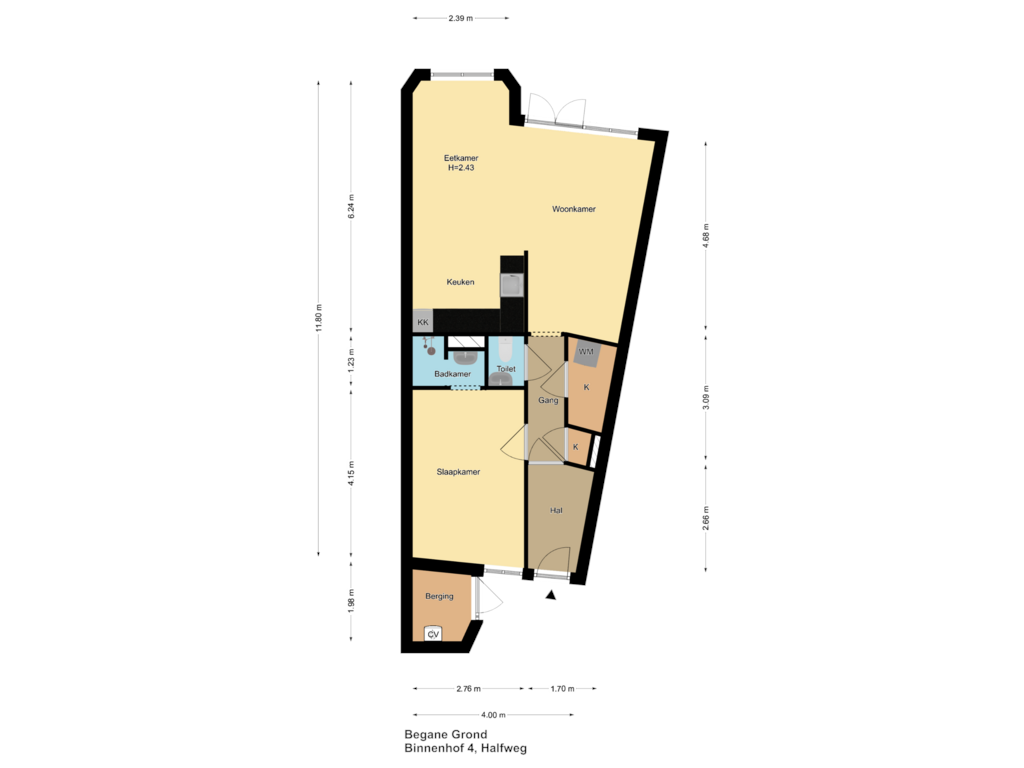 Bekijk plattegrond van Begane Grond van Binnenhof 4