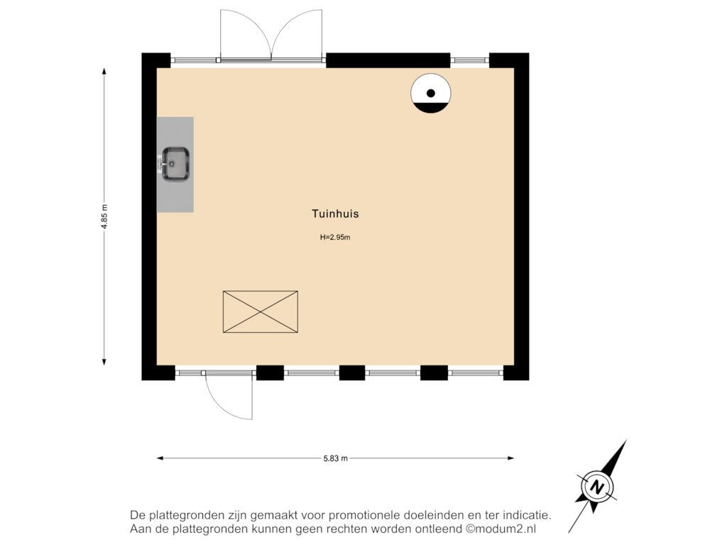 Bekijk plattegrond van Achterhuis BG van Buitenwatersloot 140