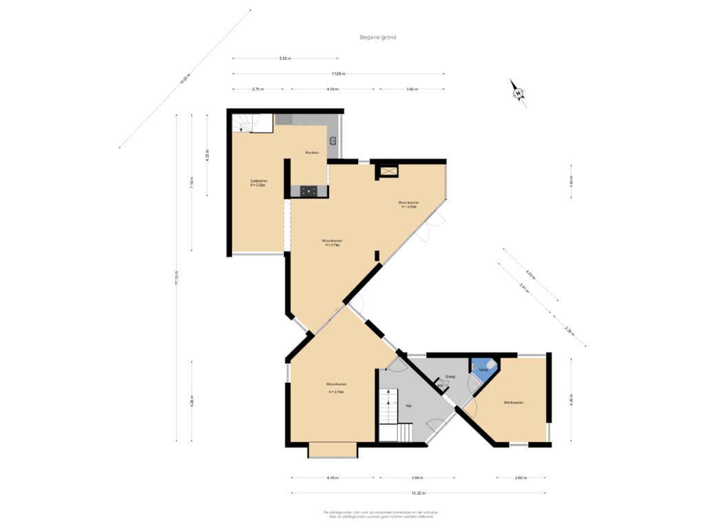 Bekijk plattegrond van Begane grond van Berg en Dalseweg 299