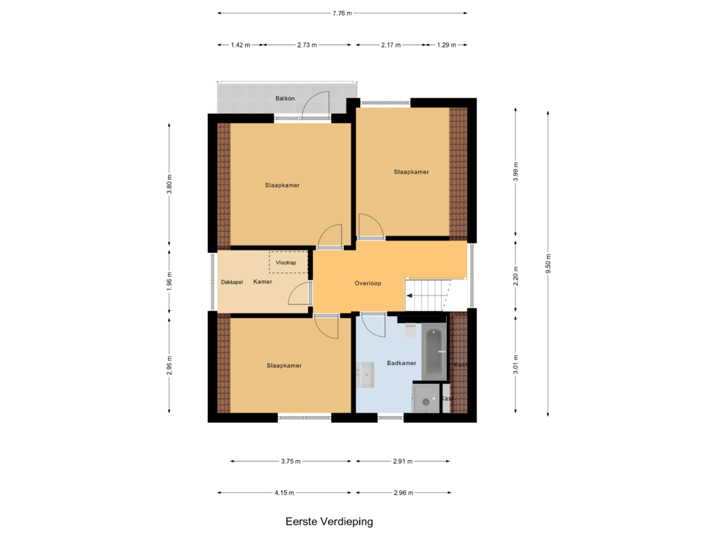 Bekijk plattegrond van Eerste Verdieping van Willem Zelleweg 33